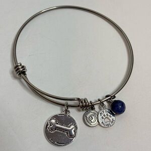 Love This Life Stainless Steel I Love My Dog Bone Charm Adjustable Bracelet